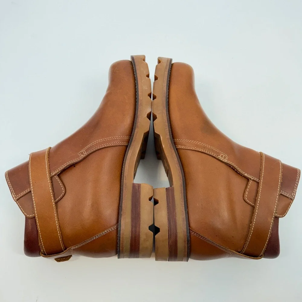 Durango SW1472 Mens Tan Leather Square Toe Buckle Ankle Boots Size 9.5‎ D Brazil